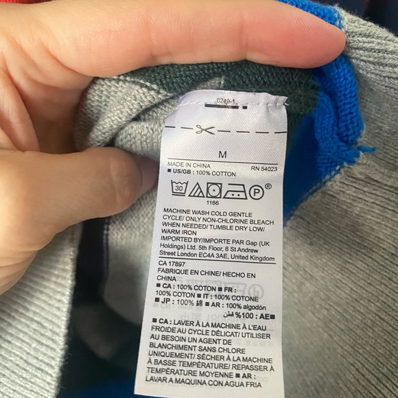 Gap Men’s Multicolor Stripe Crewneck Cotton Sweater - Picture 3 of 4